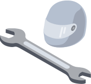 Motorcycle helmet and wrench