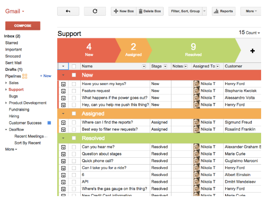 Streak CRM Gmail Plugin Screenshot